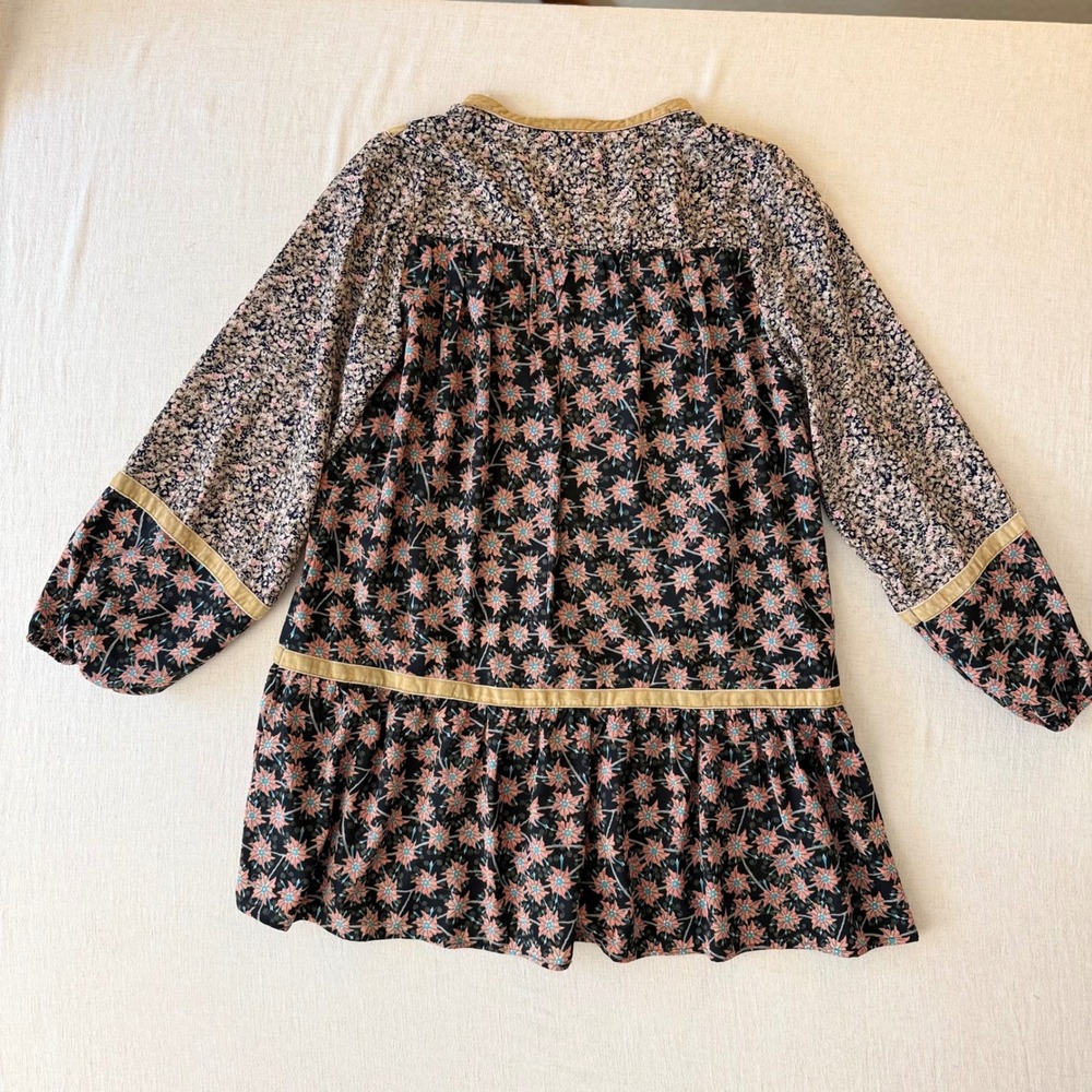 Entro Boho Floral Mixed Print Babydoll Tunic Dress Large Boutique - Picture 3 of 11